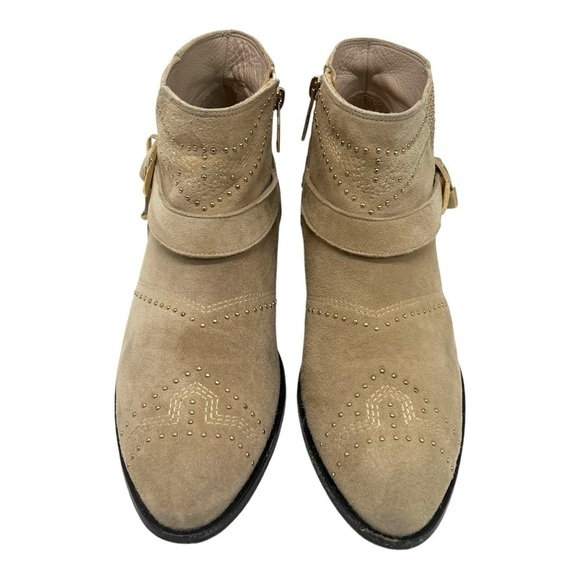Anine Bing Bianca Tan Suede Studded Harness Casual Bohemian Ankle Boots Women 39 - Picture 4 of 15